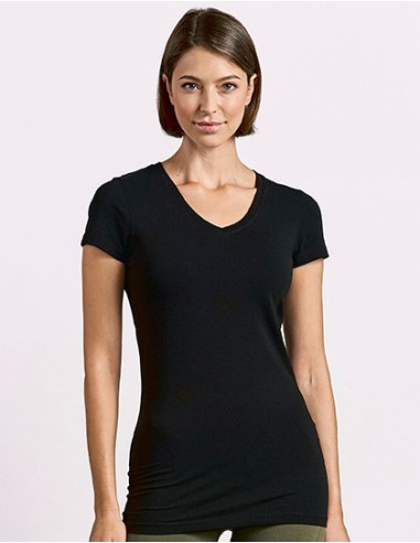 P-3087-Womens Slim Fit V-Neck-T Long